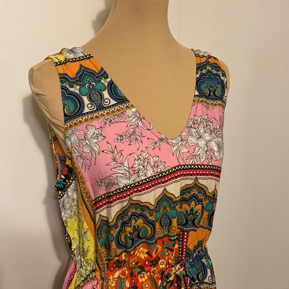 Kate & Mallory Patchwork Ruffle Bottom Maxi High Low Dress - Picture 2 of 10